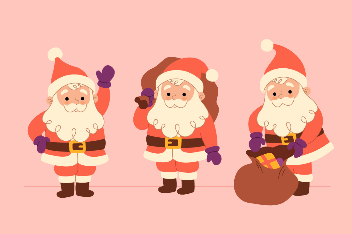 Illustrated Santa Claus character for children