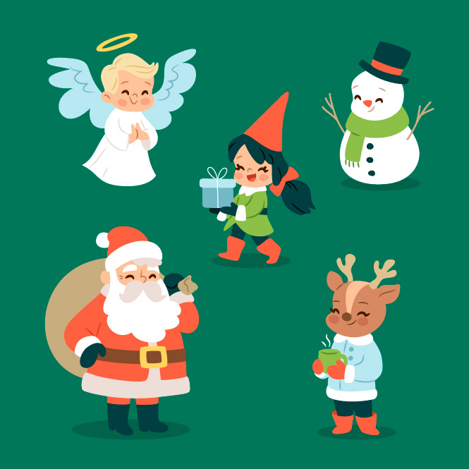 Cute Illustrated Christmas Characters